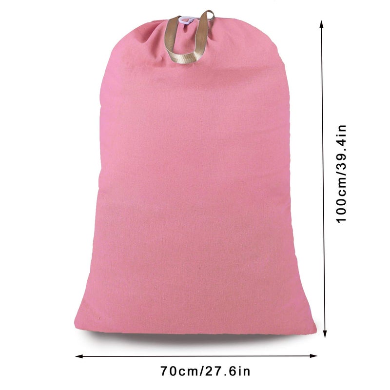SANFERGE Heavy Duty Laundry Bag with Drawstring and Handle, Extra Large Travel Dirty Clothes Bag for Laundromat and Household, Durable Rip-Stop Laundry Hamper Liner, 28 x 40 Inch by SANFERGE, Pink - Image 2